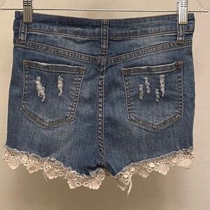 H &M High Rise Shorts Ruby Lace Crochet Distressed